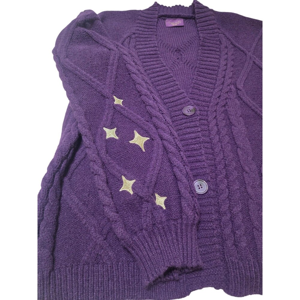 Taylor Swift Speak Now Taylor's Version Purple Cable Knit Cardigan Stars XL/2XL - Picture 8 of 10